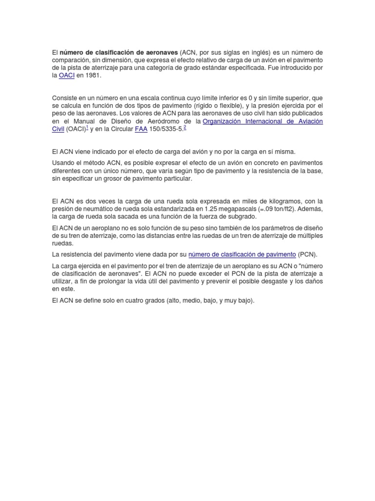 Clasificación de Aeronaves: ACN y PCN | PDF | Aviación | Ingeniería de ...