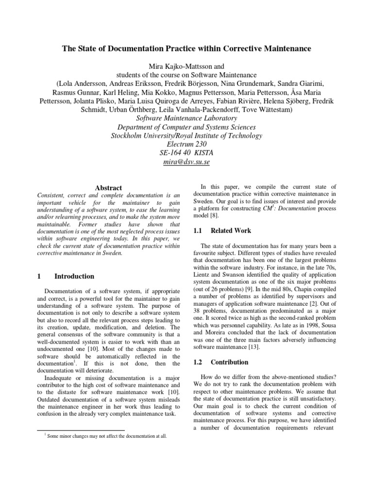 Current Documentation in Corrective Maintenance | PDF | Specification ...