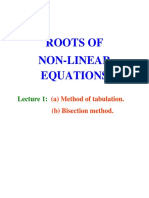 Roots of Non-Linear Equations: (A) Method of Tabulation. (B) Bisection Method
