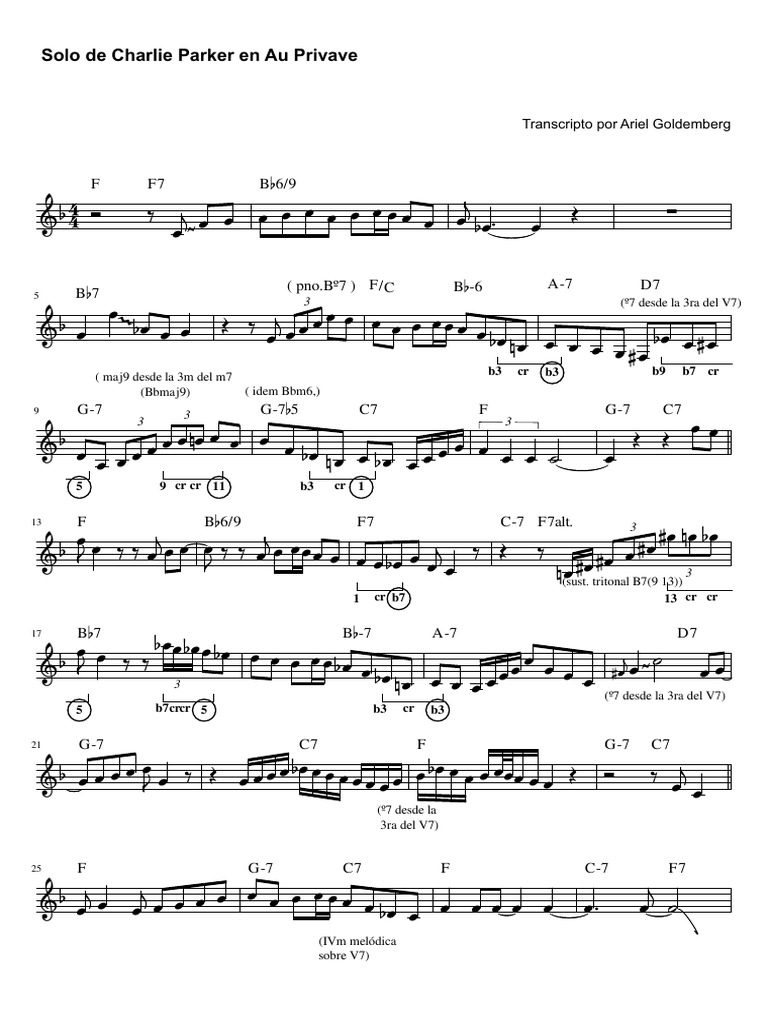 Au Privave Solo De Charlie Parker Pdf