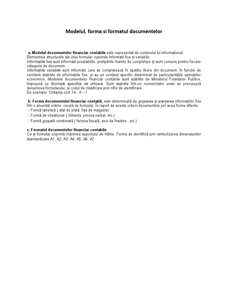 Modelul, Forma Si Formatul | PDF