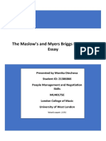 The Maslow's and Myers Briggs Evaluation Essay