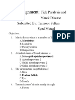 Assignment:: Tick Paralysis and Marek Disease Submitted By: Taimoor Sultan Syed Mutaal