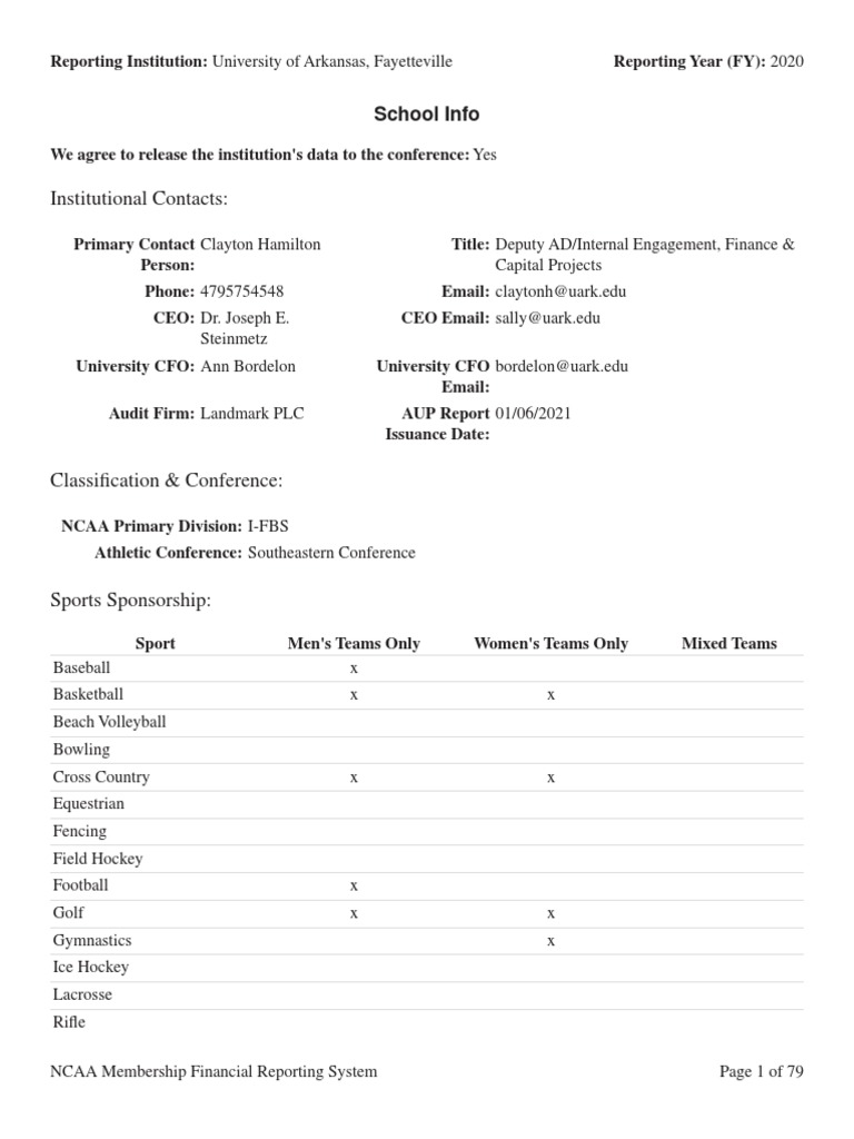 Arkansas Ncaa Financial Report Fy 20 | PDF | National Collegiate ...