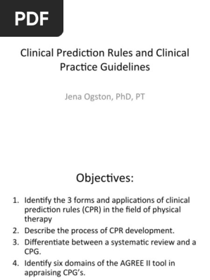 Clinical Prediction Rules in Physical Therapy | PDF | Evidence