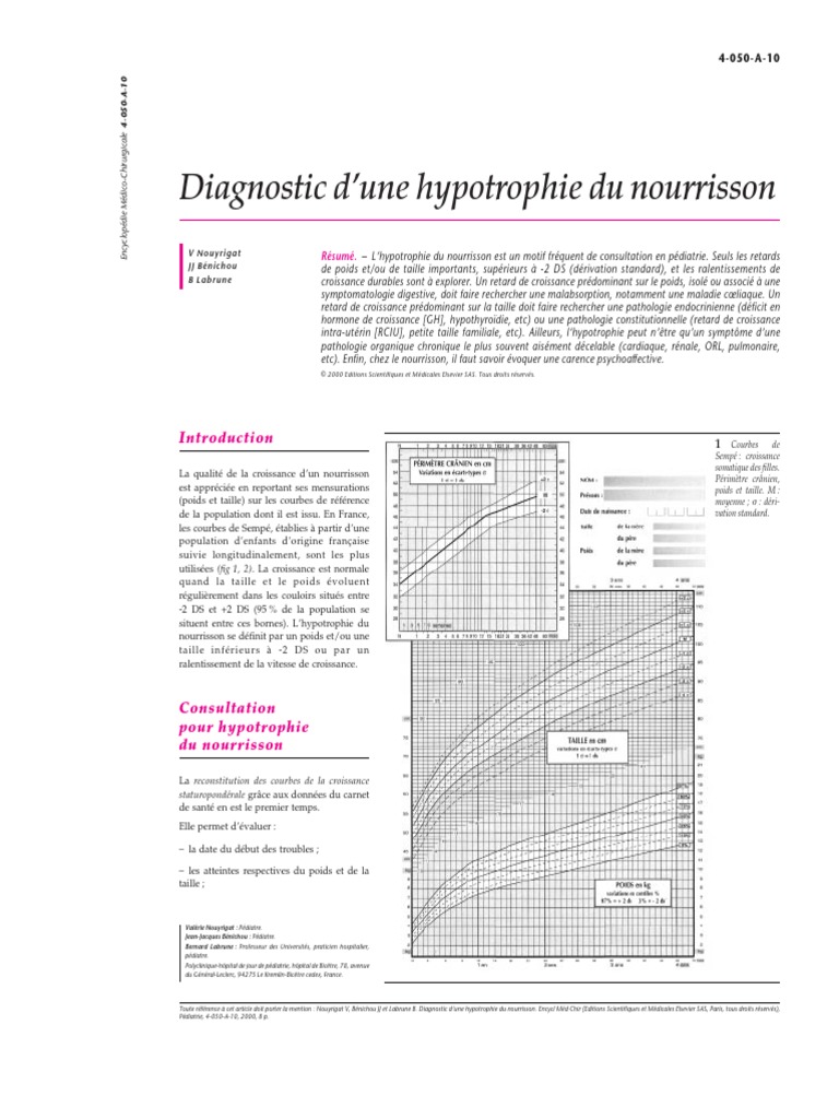 Diagnostic D'une Hypotrophie Du Nourrisson | PDF | Maladie ...