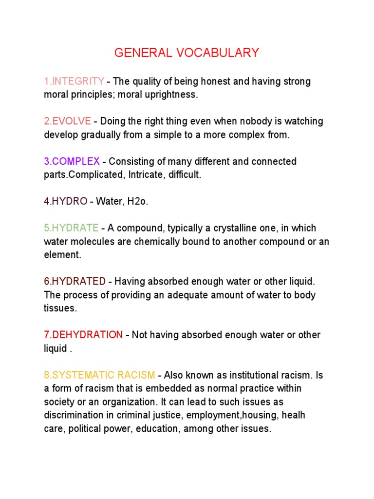 General Vocabulary | PDF