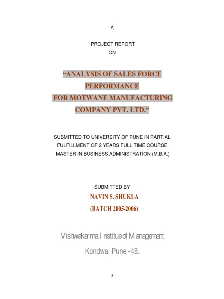 Analysis of Sales Force Performance | PDF | Business