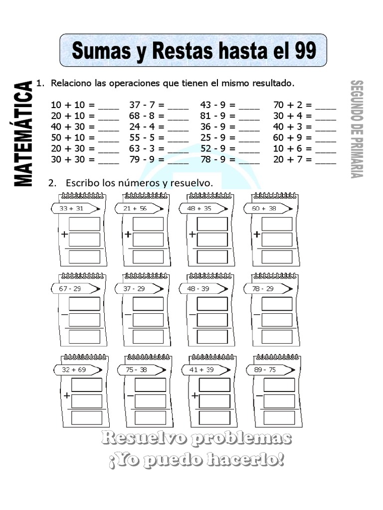 Sumas Y Restas 2do Primaria