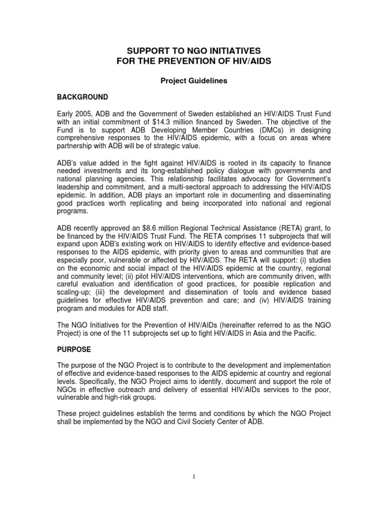 Support To Ngo Initiatives For The Prevention of Hiv/Aids: Project ...