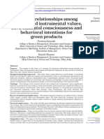 Study On Relationships Among Terminal and Instrumental Values, Environmental Consciousness and Behavioral Intentions For Green Products