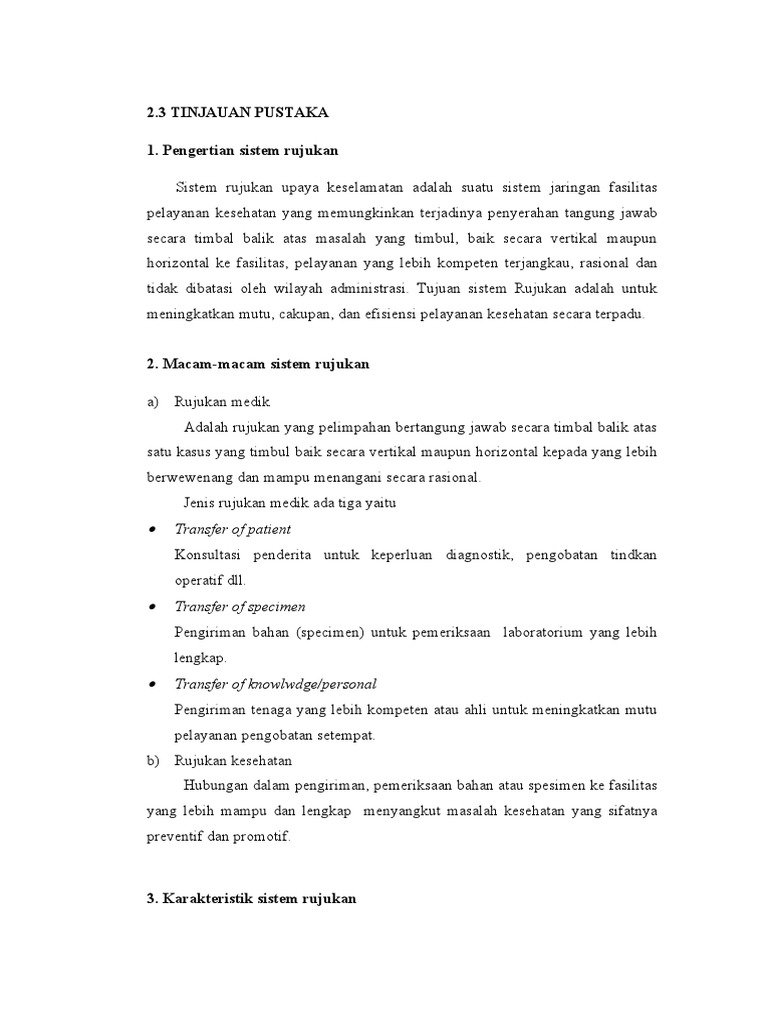 Sistem Rujukan Kesehatan: Definisi & Prosedur | PDF | Pengembangan Diri ...