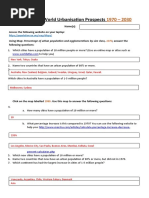 World Urbanisation Prospects Webquest - ANSWERS