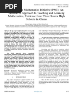 Progressive Mathematics Initiative (PMI) An Innovative Approach To Teaching and Learning Mathematics, Evidence From Three Senior High Schools in Ghana