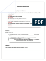 Assessment Work Sheets