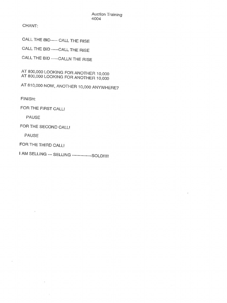 Auction Training Chant | PDF