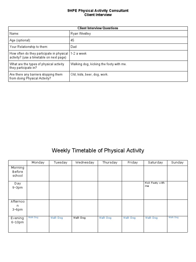 Client Interview Weekly Timetable | PDF