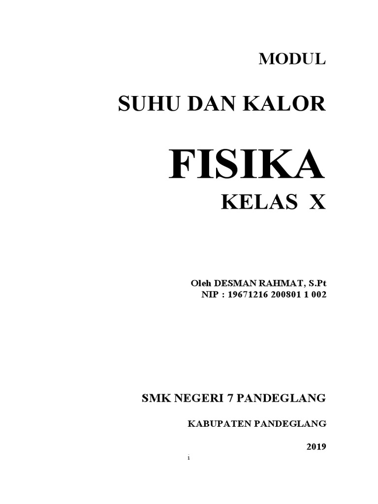 Modul Suhu Dan Kalor Fisika Kelas X Pdf Sains Matematika
