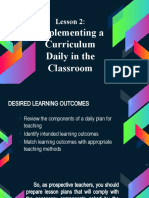 Implementing Daily Curriculum in the Classroom