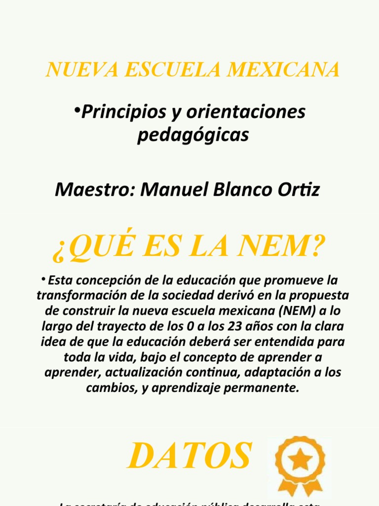 Principios de la Nueva Escuela Mexicana | PDF | Maestros ...