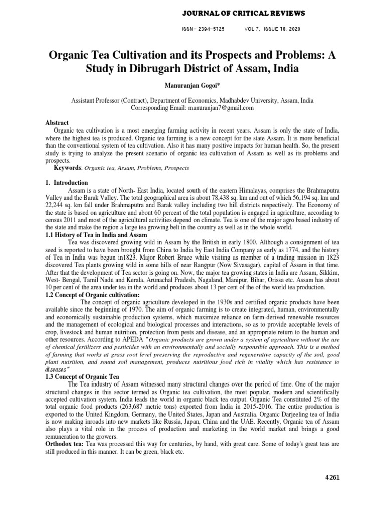 Organic Tea Cultivation in Assam | PDF | Organic Farming | Agriculture