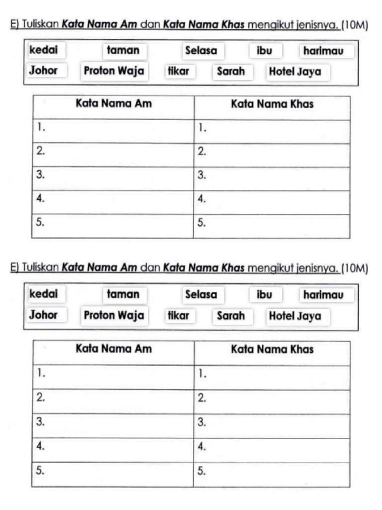 Latihan Kata Nama Am Dan Khas Pdf
