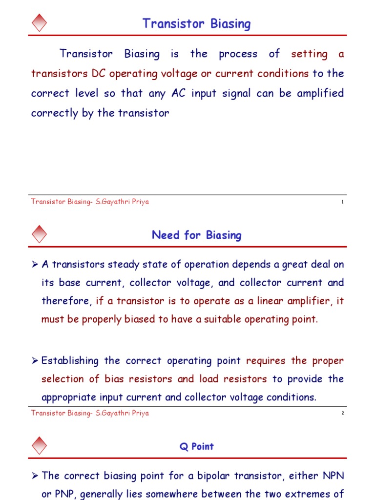 Transistor Biasing PDF Bipolar Junction Transistor Transistor
