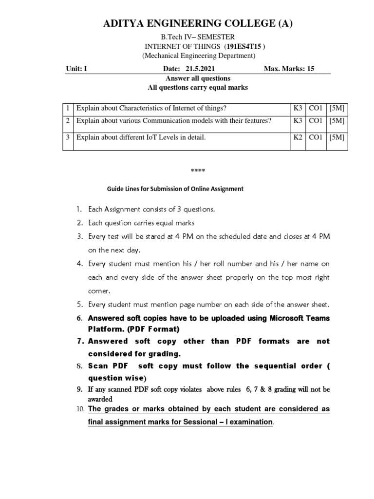 UNIT - 1 Introduction To Internet of Things | PDF