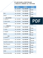 Klinik Trijaya Medical Center: Daftar Harga Imunisasi