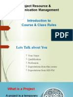 Project Resource & Communication Management: Introduction To Course & Class Rules