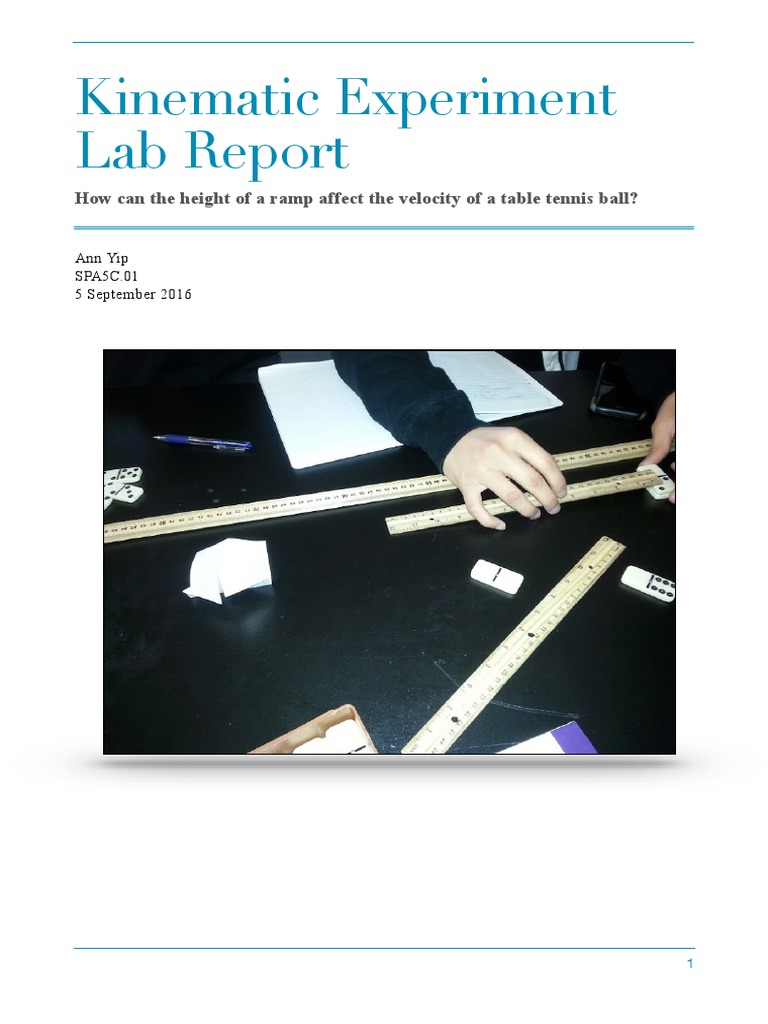 Kinematics Lab Report PDF Acceleration Experiment