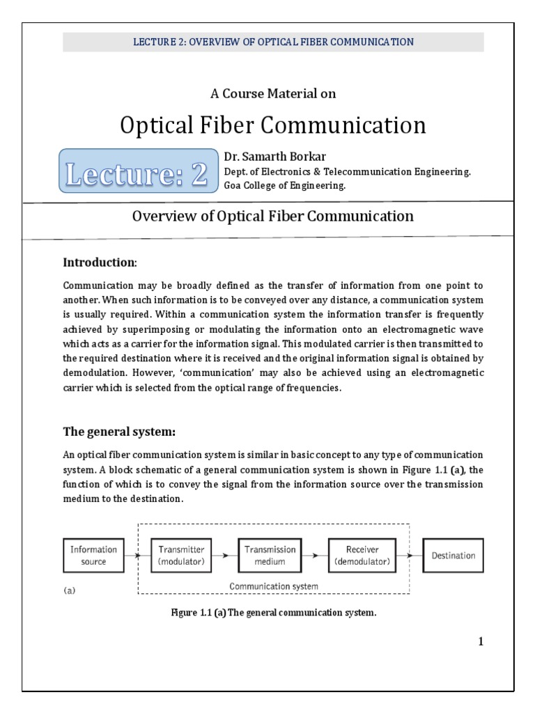 Overview of Optical Fiber Communication | PDF | Fiber Optic ...