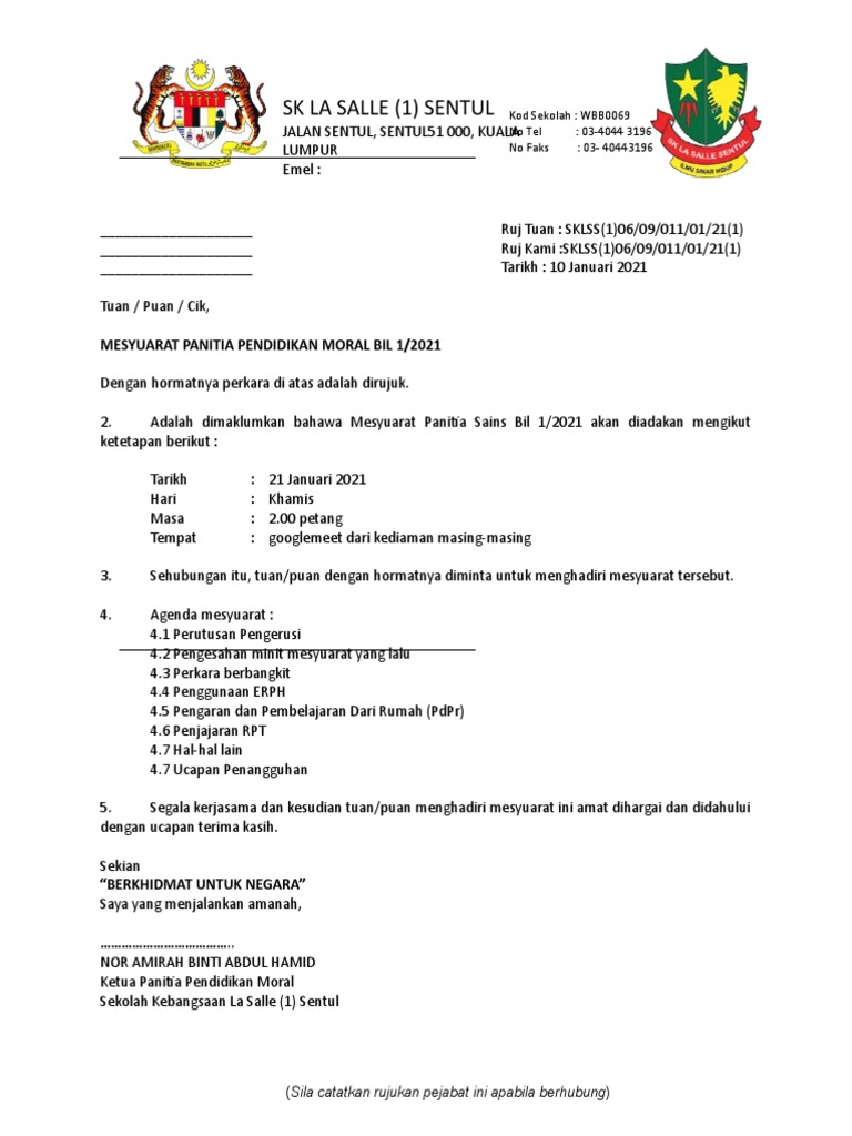 Kod Nombor Rujukan Surat Panggilan Mengikut Poanitia