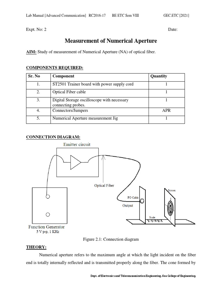 Measurement of Optical Fiber Numerical Aperture | PDF | Optical Fiber ...
