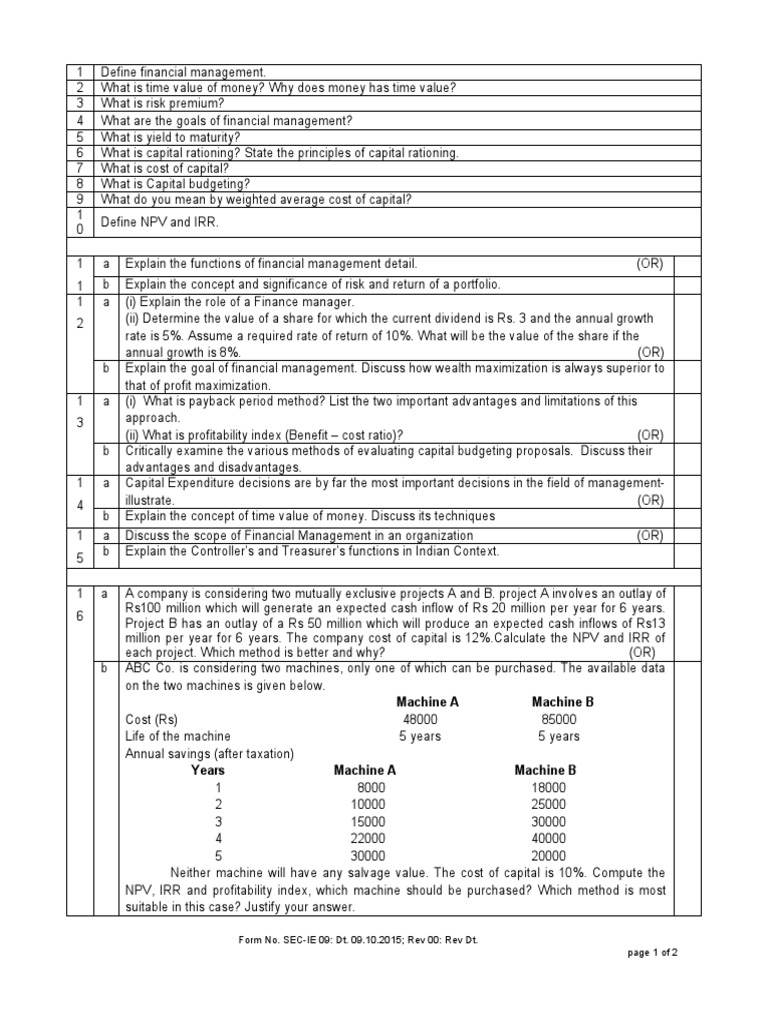 Machine A Machine B: Form No. SEC-IE 09: Dt. 09.10.2015 Rev 00: Rev Dt ...