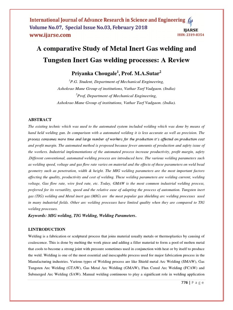 TIG vs MIG Welding: A Comparative Study | PDF | Welding | Construction