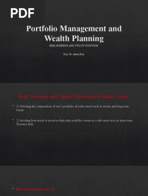 Portfolio management 3 risk aversion and utility function