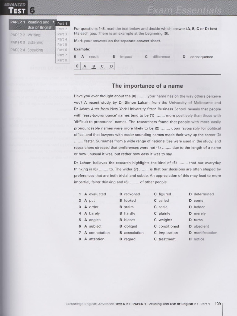 Cambridge CAE Advanced 2 - Test 6 Q | PDF