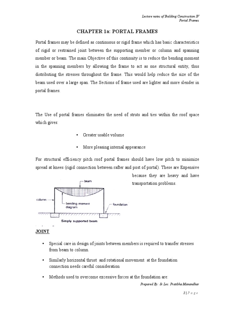 Chapter 1A: Portal Frames: Joint | PDF | Framing (Construction) | Wall