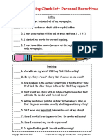 Editing and Revising Checklist-Personal Narratives