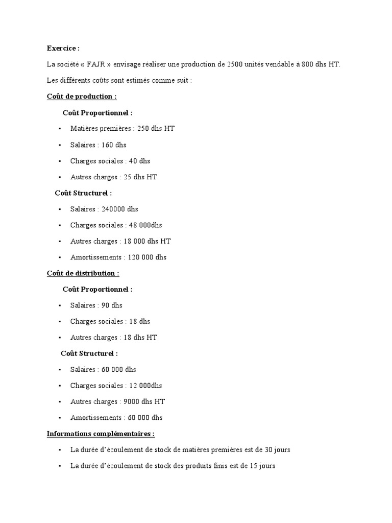 Calcul du fond de roulement en jours | PDF | Finance et gestion monétaire