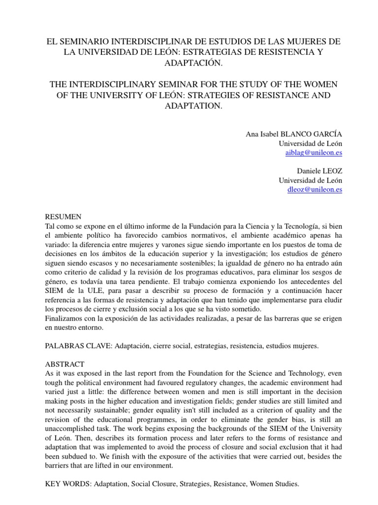 Estrategias de Resistencia en Estudios de Mujeres | PDF | Universidad ...