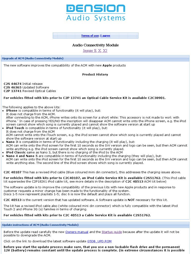 Audio Connectivity Module: Jaguar S, X, XJ | PDF | I Pod | I Phone