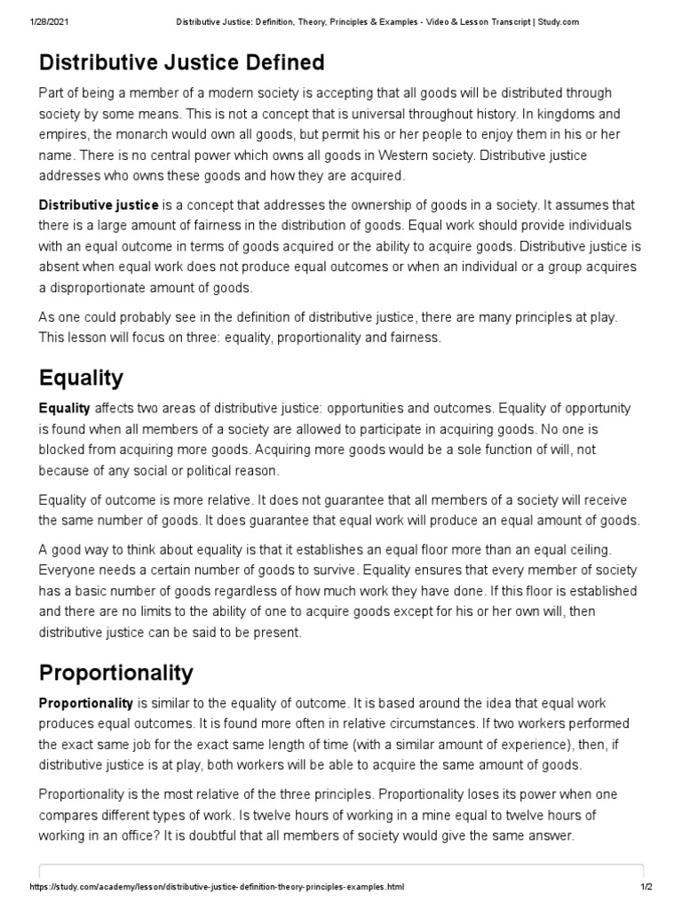 Distributive Justice Definition, Theory, Principles & Examples