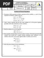 Systems of Linear Equations: Mathematics (1) 101