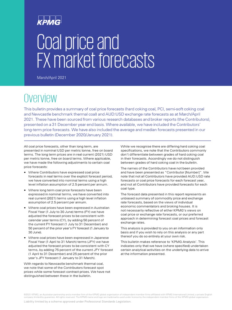 Coal Price FX Market Forecast March April 2021 PDF Real Versus