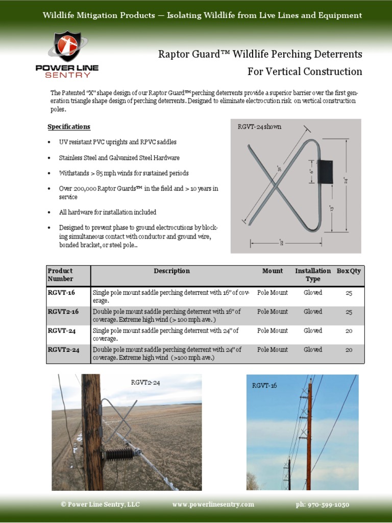 Powerline Sentry - Raptor Guard - RGVT-XX | PDF