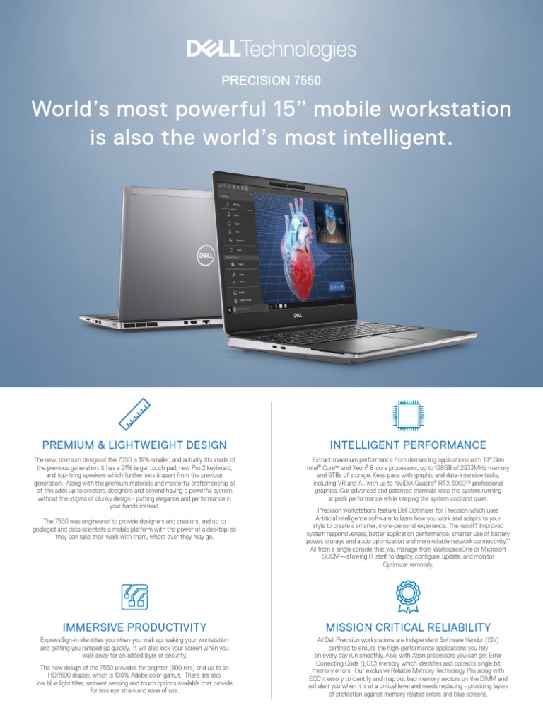 Precision 7550 Spec Sheet PDF Solid State Drive Dell