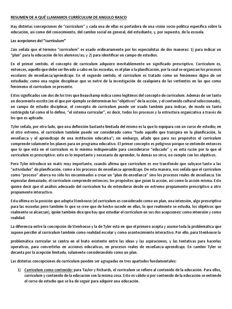 Conceptos Clave del Currículum Rasco | PDF | Plan de estudios ...