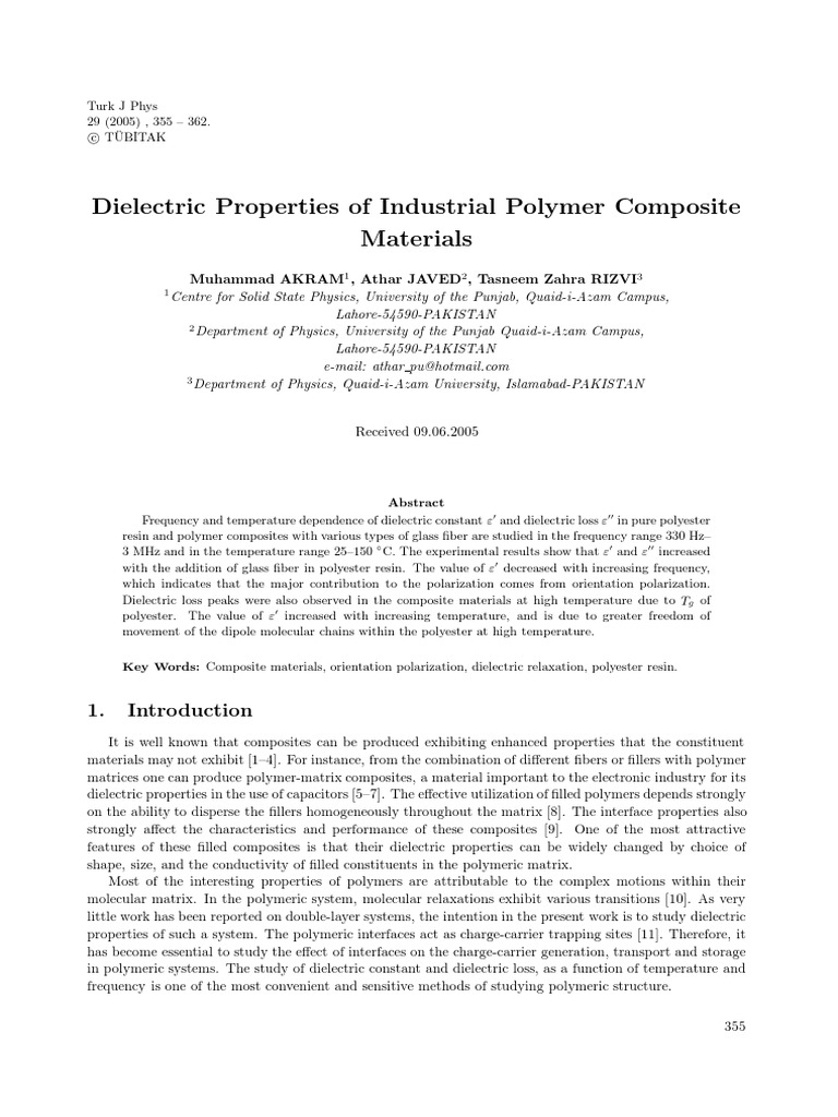 Dielectric Properties of Polymer Composites | PDF | Dielectric ...